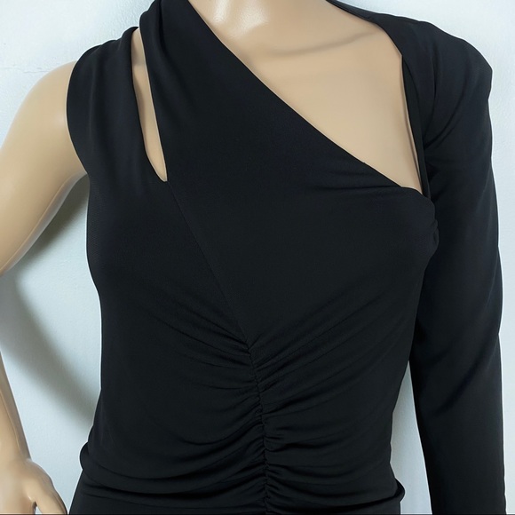 NEW TOPSHOP BLACK ONE-SHOULDER MAXI DRESS - Picture 4 of 8